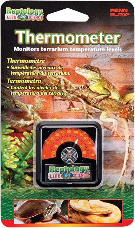 Penn-Plax Reptology Reptile Temperature Sensor Gauges Thermometer from 0 to 110 Degrees for Terrariums and Turtle Tanks and Cages