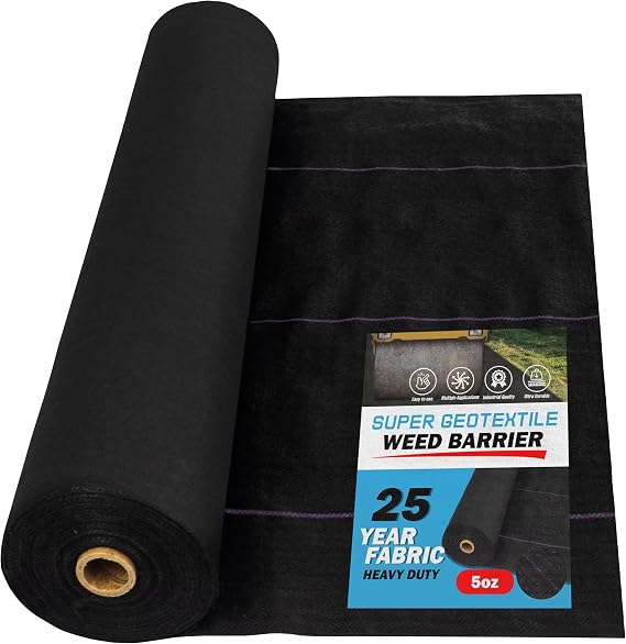 Super Geotextile Professional 5oz Geotextile Weed Barrier Fabric - Heavy Duty Landscape Fabric for Gardening, Landscaping, Weed Fabric (3x100)