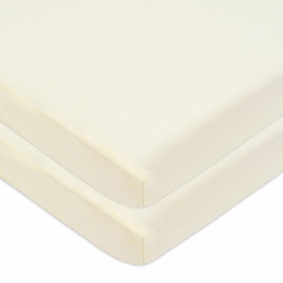 American Baby Company 2 Pack Fitted Mini Crib Sheets 38x24, Ecru