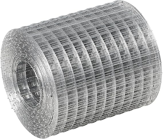 Hardware Cloth Metal Wire Mesh Roll 4in X 20ft Chicken Wire Fence Hot Dipped Galvanized Welded Wire Fencing Fine Mesh for Handicraft Making Animal Barrier and Garden