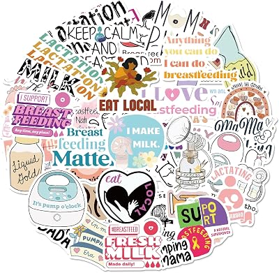 50PCS Mom Stickers Funny Breastfeeding Stickers for Laptops Water Bottles Scrapbooking Nursing Gifts for Women Mothers Adults Pregnancy Decor Vinyl Decals for Daily Use