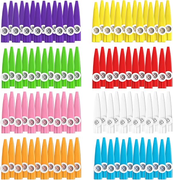 100 pcs 8 Colors Plastic Kazoos Musical Instruments for kids, Operation Christmas Child Shoebox Bulk Items, Perfect for Fun Gathering & Gift Price Party Favor Gift Bag Fillers