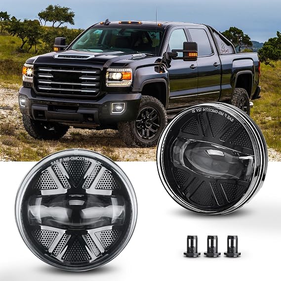 LED Fog Lights Fits 2007-2013 GMC Sierra 1500, 2007-2014 2500HD/3500HD | 6500K white LEDs, clear PC lenses, DOT/SAE-compliant housings, direct-fit left and right bumper replacement pair