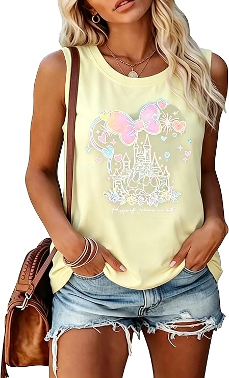 UNIQUEONE Magical Kingdom Tank for Women Family Vacation Sleeveless