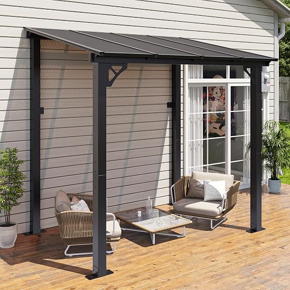 Aoxun Premium Gazebo with Aluminum Frame & Polycarbonate Panel 8x5, Black