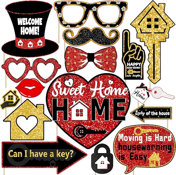 Housewarming Party Decorations Photo Booth Props Welcome Home Decor Photobooth House Warming Party Supplies Decoration New Sweet Home Photo Booth Props Kit