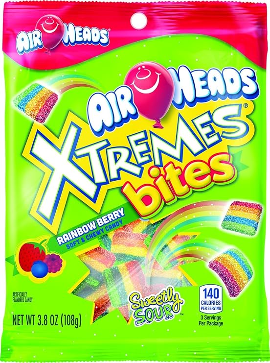 Airheads Xtremes Bites Rainbow Berry Peg Bag, 3.8 oz (00073390678371f)