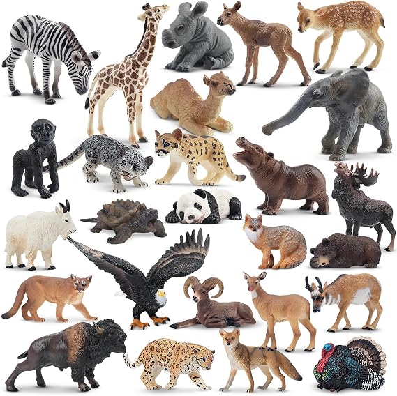Toymany 26PCS Forest Animals Figurines, Realistic Jungle Animal Toys for Kids Adults Toddlers