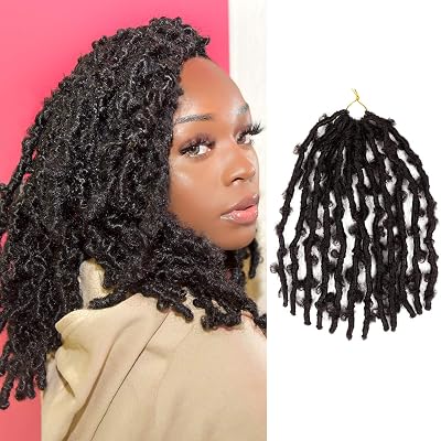 AU-THEN-TIC Butterfly Locs Crochet Hair Distressed Faux Locs Crochet Soft Locs Pre Looped Hair Extensions 12 Inch Pack of 1, 2
