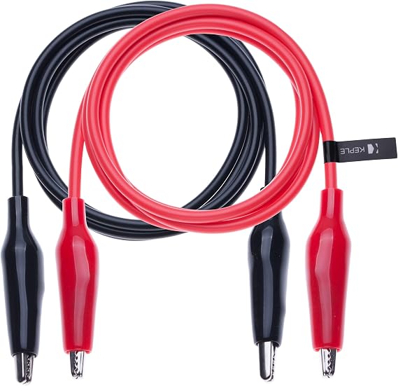 Crocodile Clips Electrical Insulated Wire Multimeter Test Leads Set Alligator Clip Clamps Double Ended Voltage Tester Cable (0.5 Meter/Red & Black)