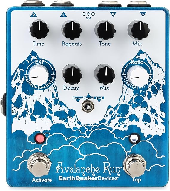 EarthQuaker Devices Avalanche Run V2 Stereo Reverb & Delay with Tap Tempo Guitar Effects Pedal | Up to 2 Second Delay, Tap Tempo, Reverse and Swell, Assignable Trs Exp Jack, Switchable True-Bypass and Trails