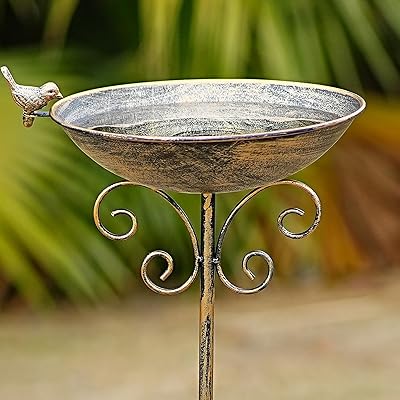36 H Bird Bath for Outside,Metal Bird Bath,Bird Feeder with Metal Stake Garden Decor