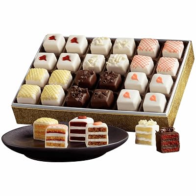The Wisconsin Cheeseman Incredible Petits Fours - Gourmet Mini Layer Cakes in Chocolate Fudge, Red Velvet, Strawberry Shortcake, Vanilla, Lemon, and Carrot Spice - Dessert Cake Assortment Gift