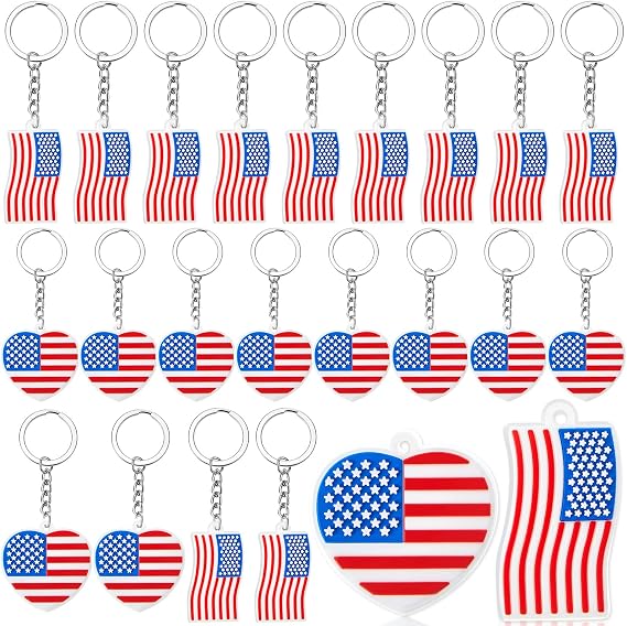 Kigeli 40 Pack American Flag Keychains 4th of July Party Favors