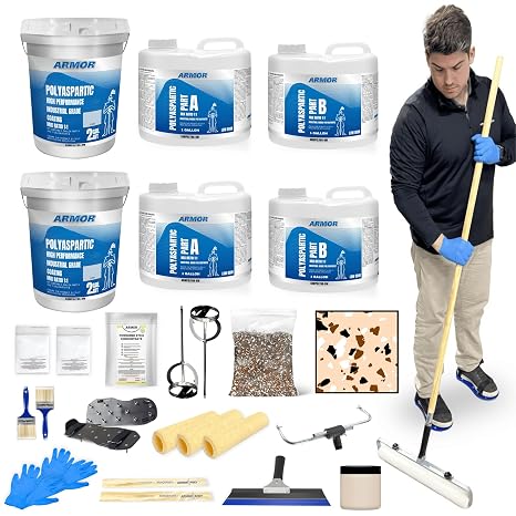 ArmorPoxy Polyaspartic Garage Floor Kit - Beige, 500 Sq Ft 25 Pc