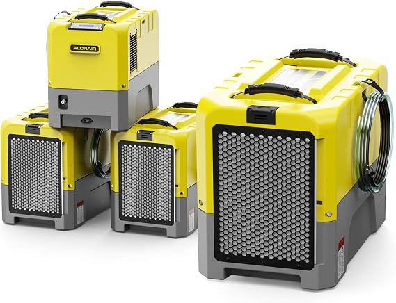 ALORAIR 180 Pint LGR Commercial Dehumidifier with Pump for Basements & Job Sites, Large Space Crawl Space Dehumidifier for Water Damage Restoration, (Pack of 4)