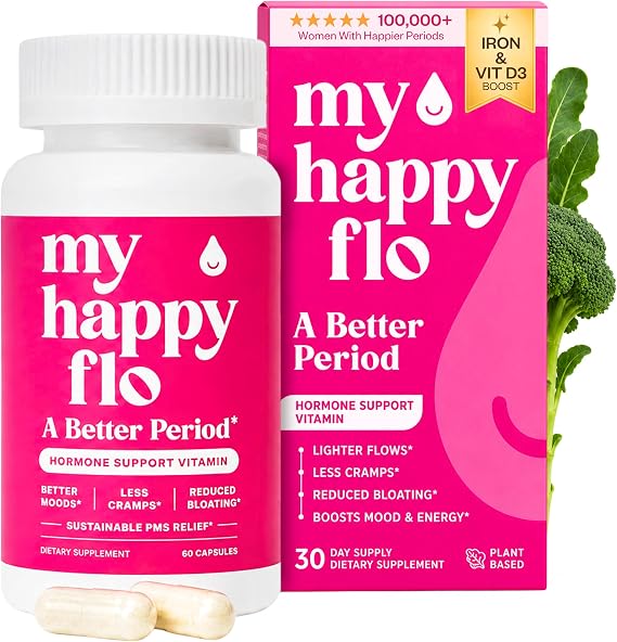 My Happy Flo Heavy Period Relief Supplement, Cramps & Bloating, 60 Caps