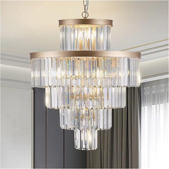 Gold Luxury Crystal Chandelier Modern Chandeliers Lights Fixture Hanging Pendant Light Fixture Dia 23.6 Inch,Modern Lighting