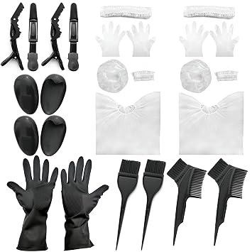 Hair Dye Coloring Kit 26 Pieces Hair Dye Kit Hair Coloring Products with Dye Brush, Ear Cover, Hair Cover, Shawl, Gloves, Hair Clip Kits for Hair Highlighting and Hair Coloring at Home