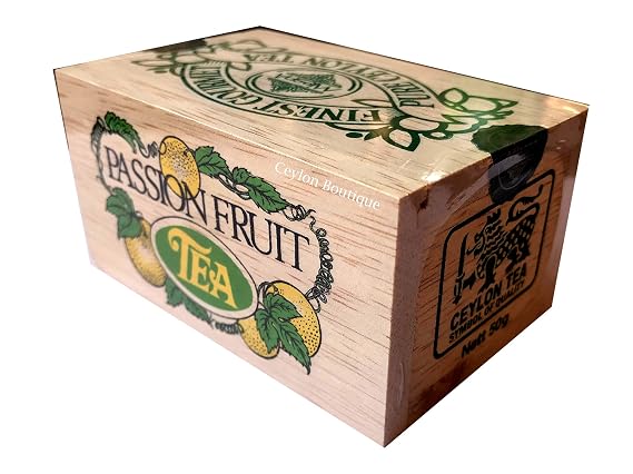 Mlesna Passion Fruit flavored Ceylon Loose Tea - 50g (1.7Oz)- in Wooden Box