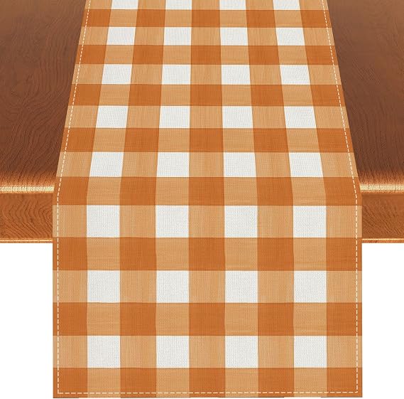 Rvsticty Gingham Table Runner,Fall Thanksgiving Decorations for Home Decor