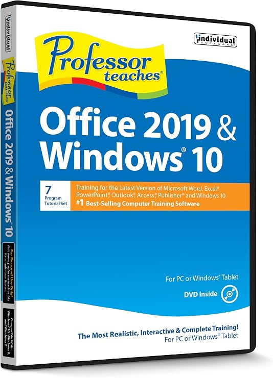 Professor Teaches Office 2019 & Windows 10 - Training Software for Microsoft Office & Windows 10 Includes Interactive Training for Word, Excel, PowerPoint, Outlook, Access & Publisher & Windows 10