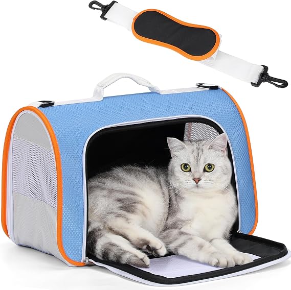 A 4 Pet Cat Carrier, Airline Approved, EVA Soft-Sided, Anti-Collapse