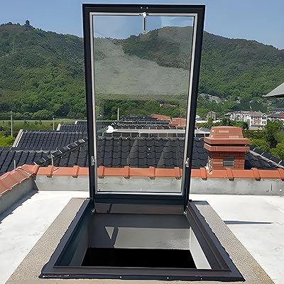 Skylights & Roof Windows, Sloped Flat Roof Skylight Cover Attic Sun Room Underground Lighting Well Window, Aluminum Alloy Frame And Double-layer Insulating Glass, for AtticSun RoomGray,LxW 50x70cm1