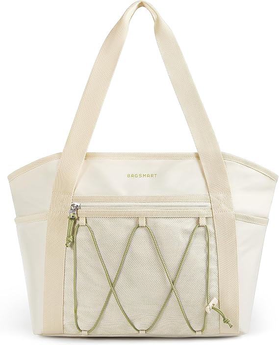 BAGSMART Women's Multi-Compartment Tote Bag with Elastic Cord