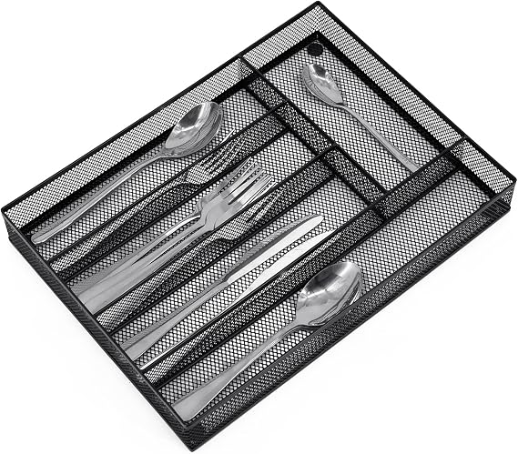 Neudeco Silverware Drawer Organizer, Black