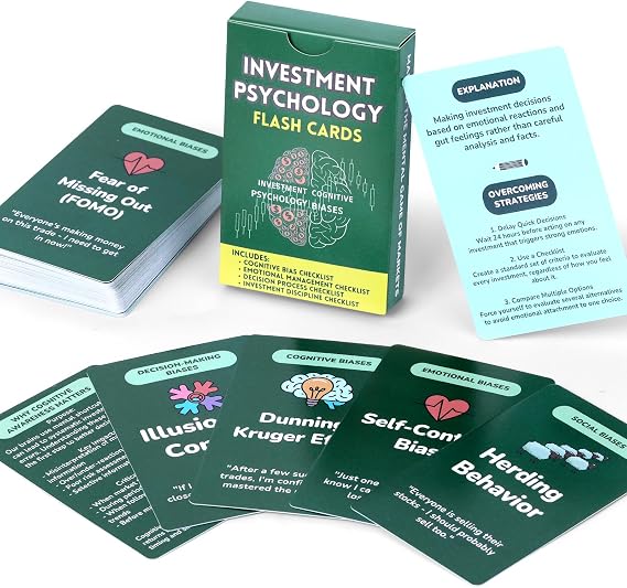 Stock Market Psychology Flash Cards - 52 Investment & Trading Cognitive Biases - Behavioral Finance Decision Guide for Investors & Traders