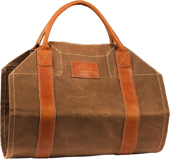 1844 Helko Werk USA Made Handmade Waxed Canvas Log Carrier Field Tan 8755T