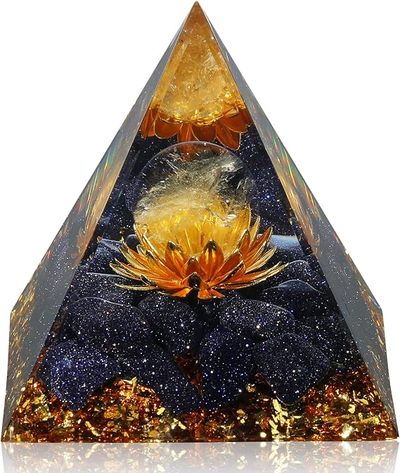 Hopeseed Orgone Pyramid Orgonite Healing Crystal Pyramid, Citrine
