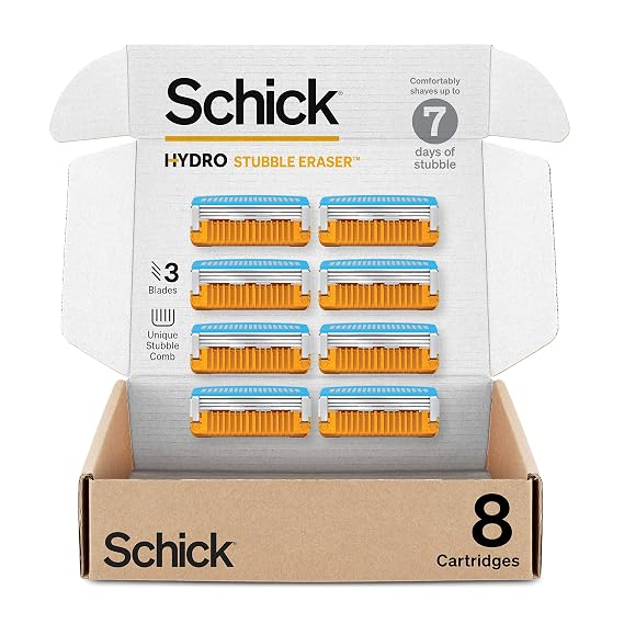 Schick Hydro Stubble Eraser Refills Stubble Razor Refills, 8 Count