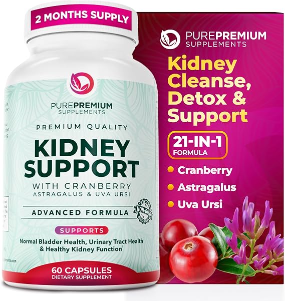 PurePremium Kidney Support Supplement - Kidney Cleanse Detox & Repair