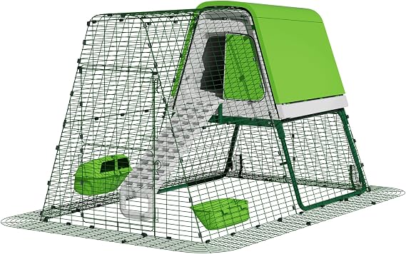 Omlet Raised Chicken Coop Go Up | Easy to Clean and Maintain Plastic Chicken Tractor | Cool in Summer, Warm in Winter Weatherproof Hen House | Green Coop with 6ft Run