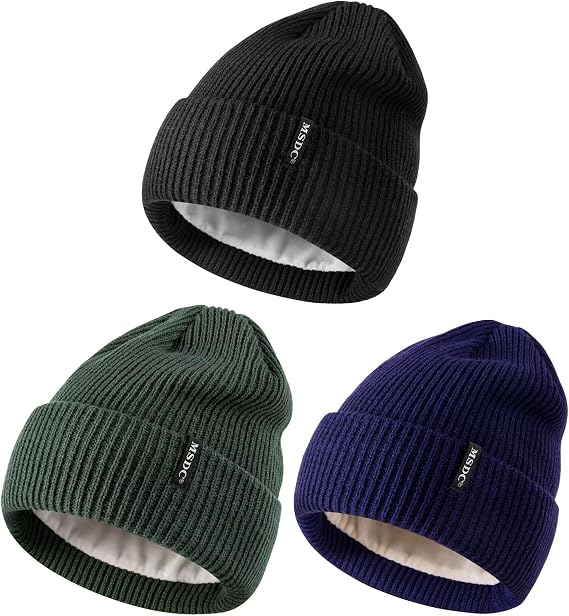 MSDC Beanies Women 3 Pack, Winter Hats for Women Men Fleece Lined Warm for Cold Weather, Beanie for Women Fashion Skull Cap