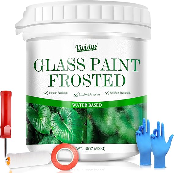 Frosted Glass Spray Paint for Window Privacy - 18oz Frosted Window Film, DIY Glass Privacy Coating for Bathroom, Kitchen, Sliding Doors, Office, Waterproof, Peep-Proof &UV Resistant Anti-Glare