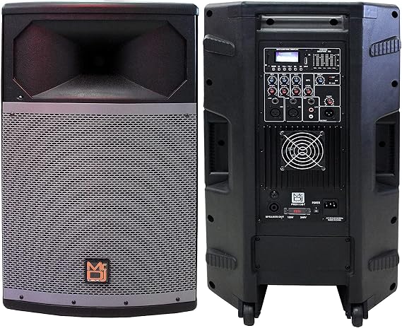 Mr. Dj USA PRO115BT PA DJ Powered Speaker Professional PRO PA DJ 15a 2-Way Full-Range Powered/Active DJ PA Multipurpose Live Sound Loudspeaker