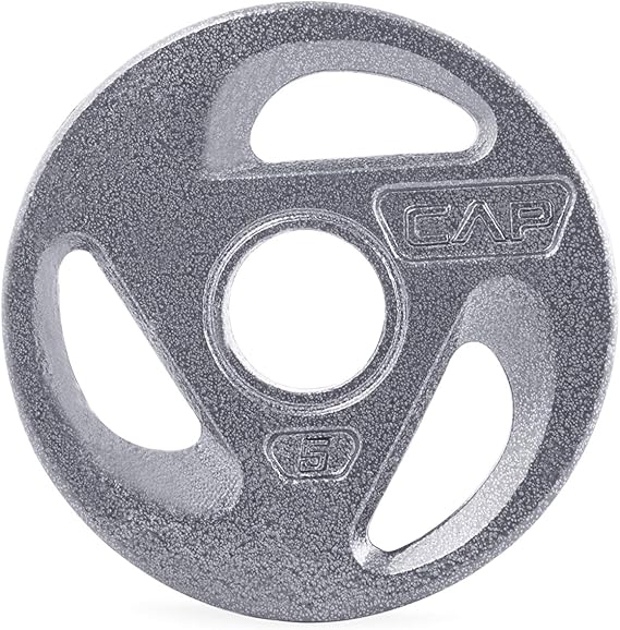 Cap Barbell 2-Inch Olympic Grip Weight Plates, Single, Gray, Various Sizes