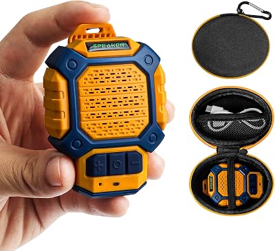 Wearable Bluetooth Speaker, IP56 Waterproof Clip On Wireless Portable Speaker with Clip-On and Built-in Mic for Hands-Free MusicCalls HD Audio for OutdoorGymWork, Yellow