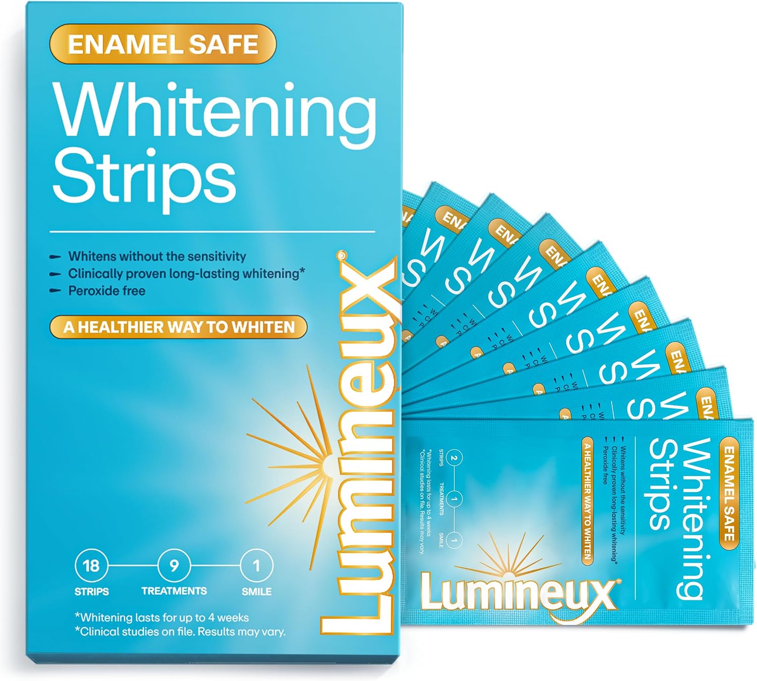 Lumineux Teeth Whitening Strips 9 Treatments Peroxide Free - Enamel Safe for Whiter Teeth - Whitening Without the Sensitivity - Dentist Formulated - Sensitivity Free Unknown Binding