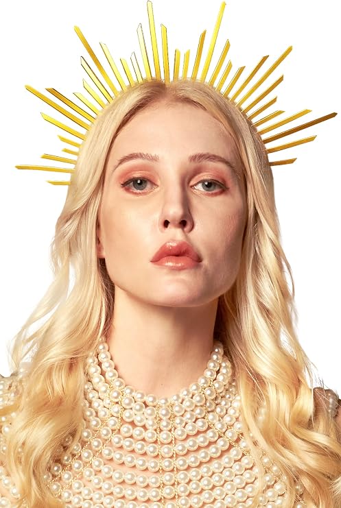 Zivyes Halo Crown Sunburst Spike Crown Headpiece Mary Headband Women's Halloween Costume