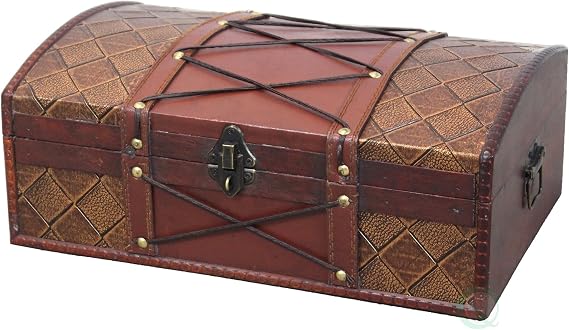 Vintiquewise(TM) Pirate Treasure Chest/Box with Leather X