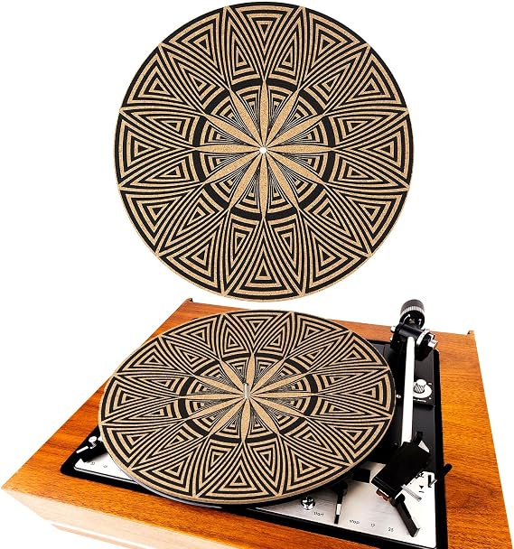 Briwooody Cork Turntable Mat, for 11.8 Inches Record Player,Mix Pattern Art