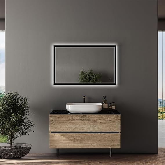 LEO 38" W x 24" H Front & Backlit LED Lighted Mirror with Dimmer & Defogger