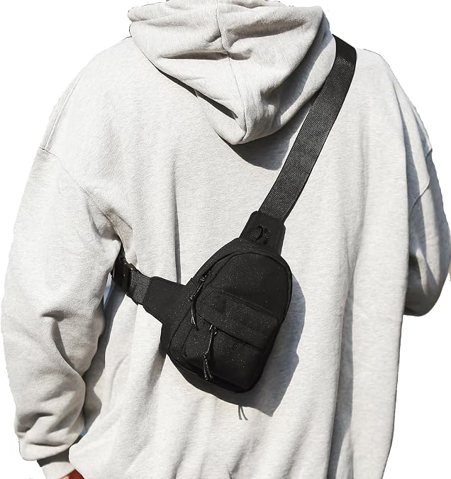 Peicees Small Crossbody Bag Purse For Men Womens Mini Sling Bag Chest Backpack Phone Holder Water-Resistant
