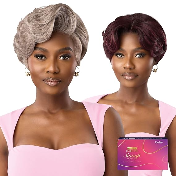 Outre Lace Front Wig - Perfect Hair Line 13X4 - Swoop Series - Swoop 15 (BLACK CHERRY)