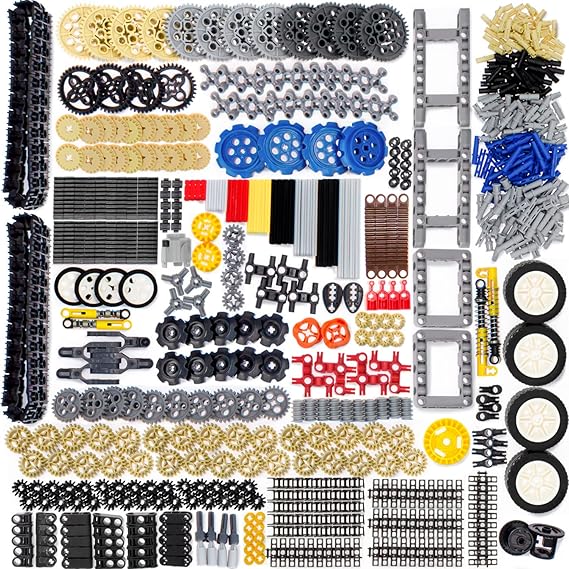 ASTEM Technic Parts 826Pcs Building Blocks with Differentials Wheels Chain Link Connector Joints Track Tank Wheel Shock Absorber Steering Shaft for MOC