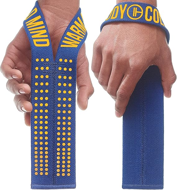 WARM BODY COLD MIND V1 Lifting Wrist Straps for Olympic Weightlifting - Rated at 660 lb - Hand Wraps for Powerlifting, Weight Lifting, Bodybuilding Functional/Cross Training, Deadlift Gym Bar, Cotton